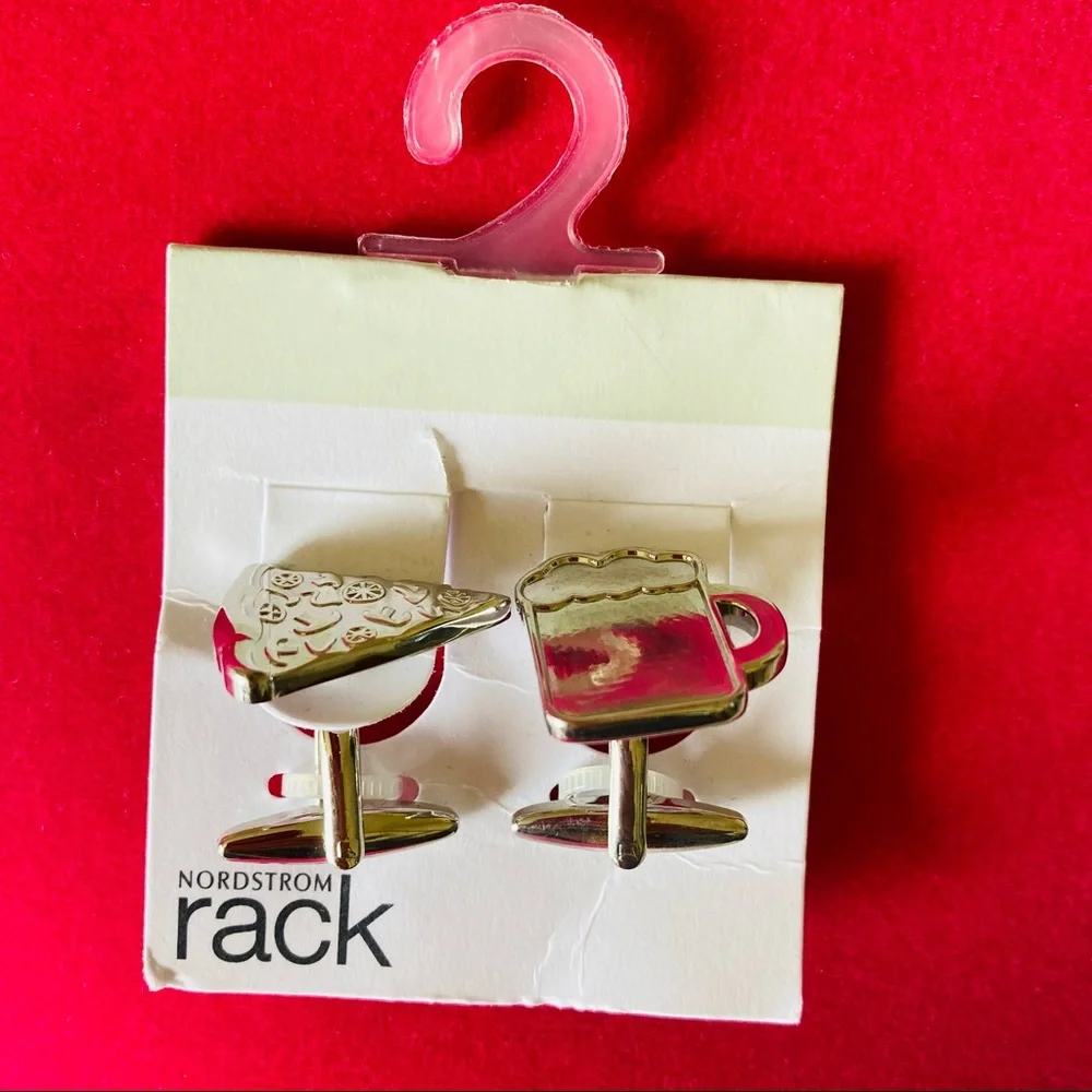 Nordstrom Rack Cufflinks | Silver Tone | Pizza & Beer
